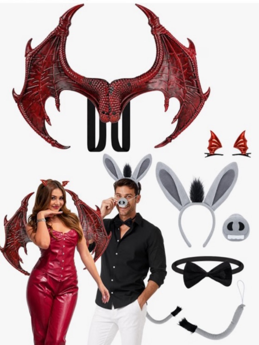 Dragon and Donkey Couples Halloween Costume accessory Set NWT